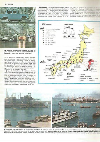 LAMINA MONITOR 0279: MAPA DE LA INDUSTRIA DE JAPON