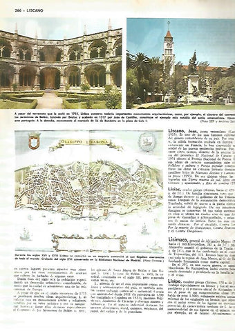 LAMINA MONITOR 0325: MAPA Y VISTAS DE LISBOA PORTUGAL