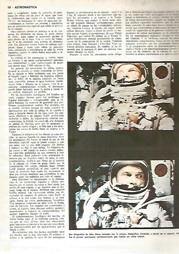 LAMINA MONITOR 0360: FOTOS DE JOHN GLENN A BORDO DE UNA CAPSULA
