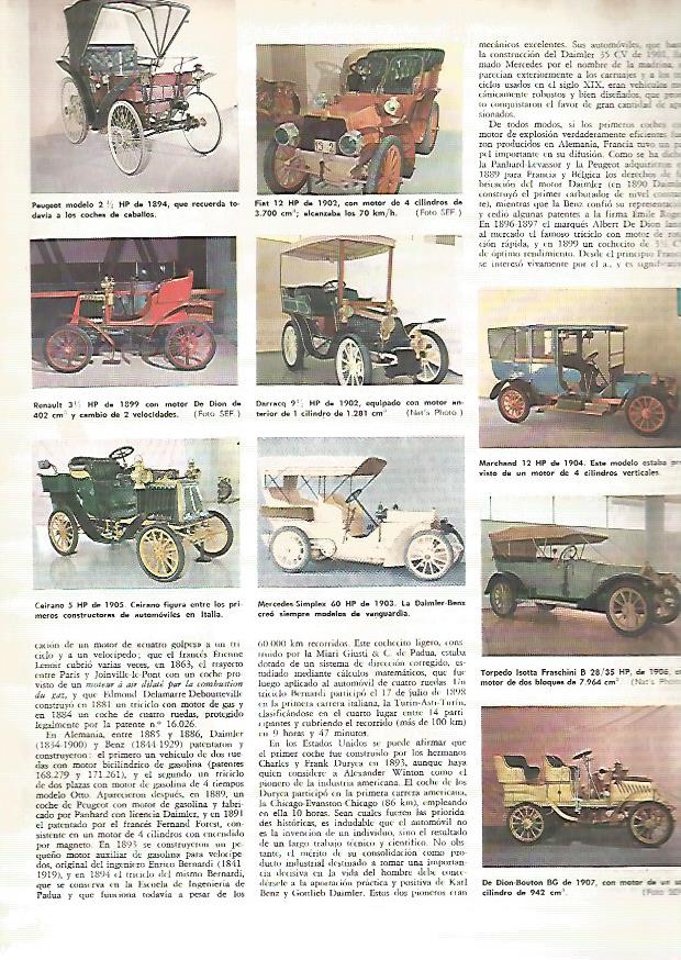 LAMINA MONITOR 0384: COCHES PEUGEOT FIAT RENAULT DARRACQ Y MARCHAND DEL SIGLO XIX