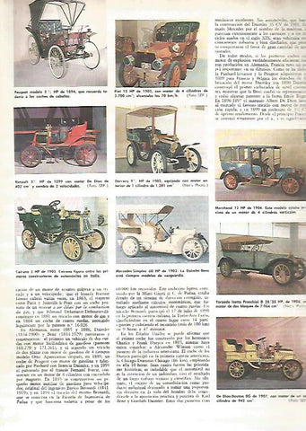 LAMINA MONITOR 0384: COCHES PEUGEOT FIAT RENAULT DARRACQ Y MARCHAND DEL SIGLO XIX
