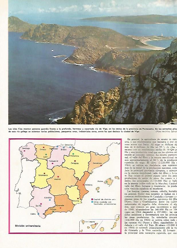 LAMINA MONITOR 0472: LAS ISLAS CIES. MAPA DE LA DIVISION UNIVERSITARIA DE ESPAÑA