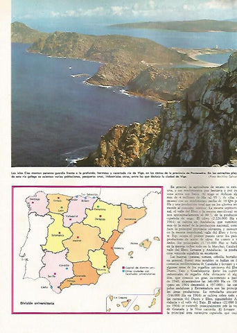 LAMINA MONITOR 0472: LAS ISLAS CIES. MAPA DE LA DIVISION UNIVERSITARIA DE ESPAÑA