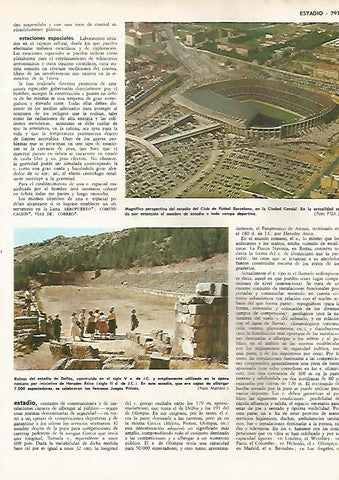 LAMINA MONITOR 0476: VISTA AEREA DEL ESTADIO DEL F.C. BARCELONA. RUINAS DEL ESTADIO DE DELFOS GRECIA