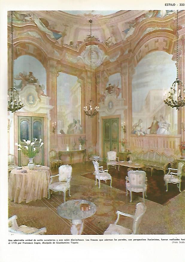 LAMINA MONITOR 0478: SALON DEL SIGLO XVIII CON FRESCOS DE ZUGNO DE 1770