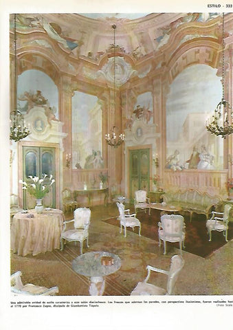 LAMINA MONITOR 0478: SALON DEL SIGLO XVIII CON FRESCOS DE ZUGNO DE 1770