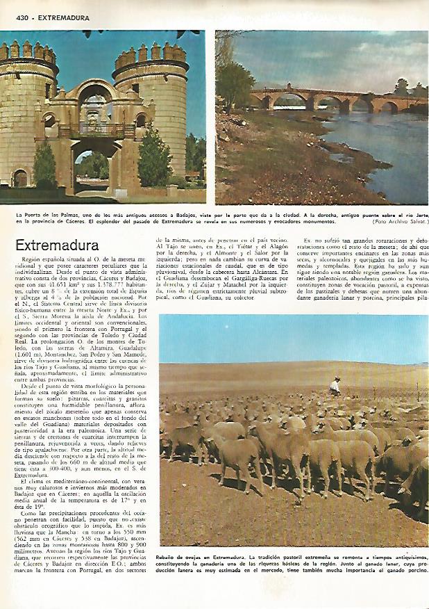 LAMINA MONITOR 0487: PUERTA DE LAS PALMAS EN BADAJOZ. REBAÑO DE OVEJAS EN EXTREMADURA