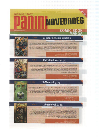 PANINI COMICS Boletin de NOVEDADES: Numero 10 (Marzo 2007)