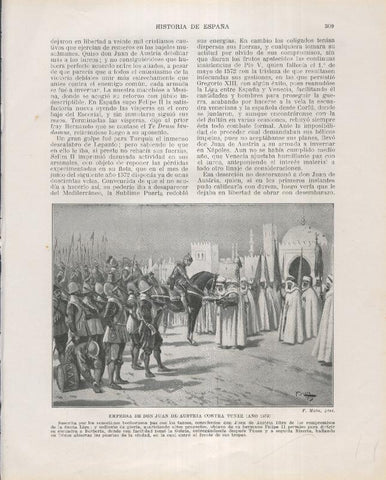 Historia de España lamina 189: Empresa de Don Juan de Austria contra Tunez (1573)