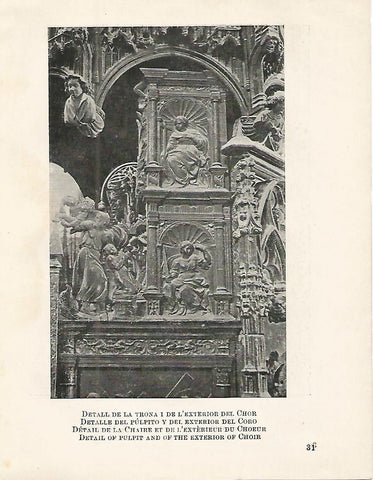 Lamina 1069: CATEDRAL DE BARCELONA. Detalle del pulpito y del exterior del coro