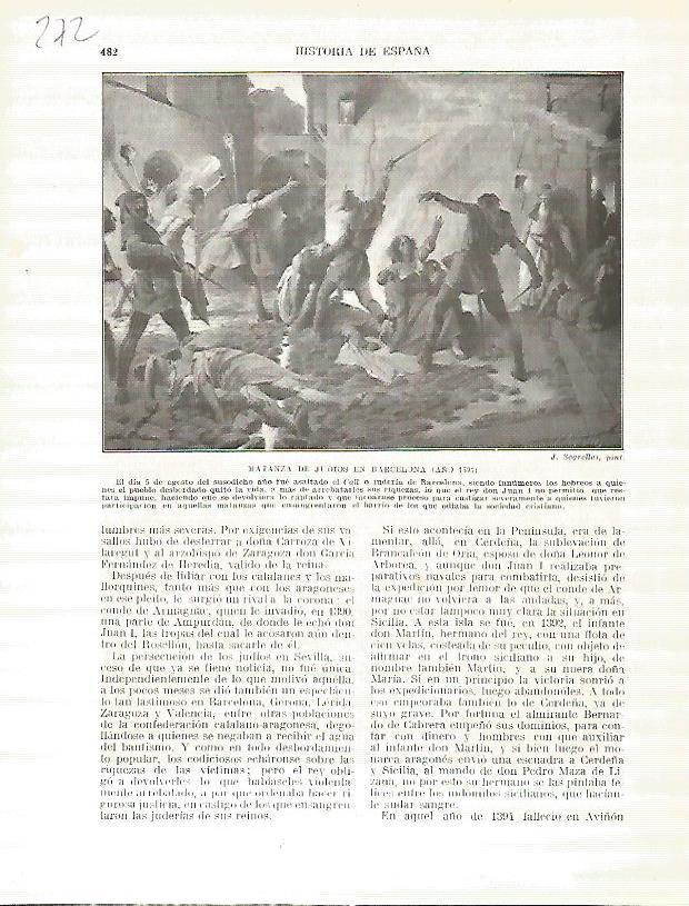 LAMINA 4785: Matanza de judios en Barcelona en el año 1391