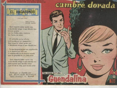 Guendalina numero 077, trasera foto ficha de Tony Curtis