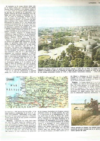 LAMINA MONITOR 0327: VISTA DE VILNA Y MAPA DE LITUANIA