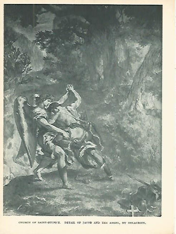 LAMINA 1774: DELACROIX. Detalle de Jacob y el Angel