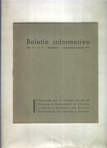 Boletin Informativo  numero 8 septiembre / octubre 1959