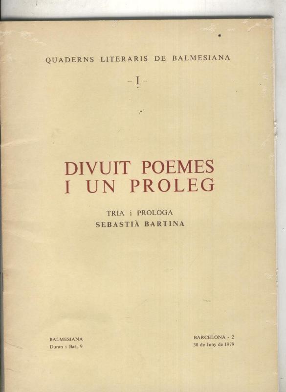 Divuit poemes i un proleg