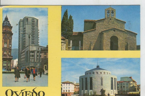 Postal 008412: Plazas del Generalisimo, de la Gesta y Iglesia S.Julian de los Prados en oviedo