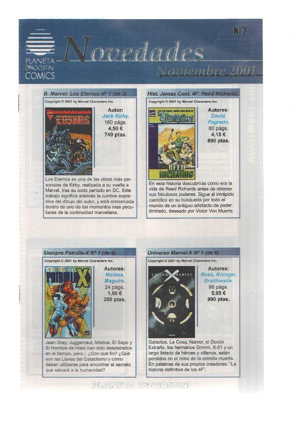 PLANETA DE AGOSTINI COMICS NOVEDADES, Numero 07: NOVIEMBRE 2001