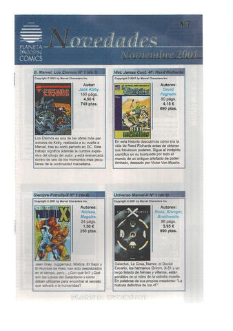 PLANETA DE AGOSTINI COMICS NOVEDADES, Numero 07: NOVIEMBRE 2001