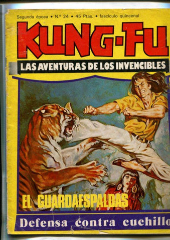 Kung Fu numero 24: (numerada 1 en trasera) articulo 4 paginas lucha oriental: Defensa contra cuchillo, escuela Siu Lam
