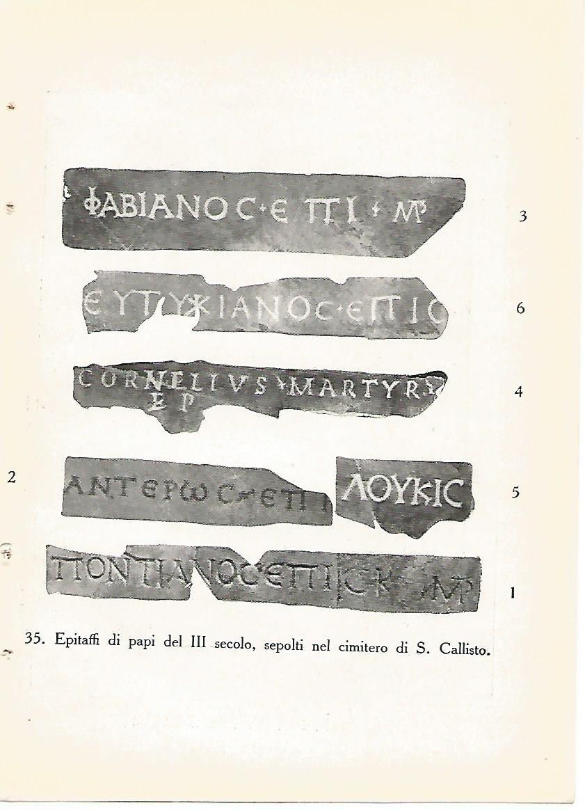 Lamina 456: CATACUMBAS DE ROMA. Epitafios de los papas. Siglo III. Cementerio de San Calixto