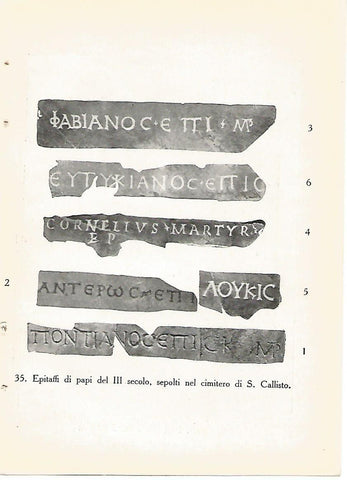 Lamina 456: CATACUMBAS DE ROMA. Epitafios de los papas. Siglo III. Cementerio de San Calixto