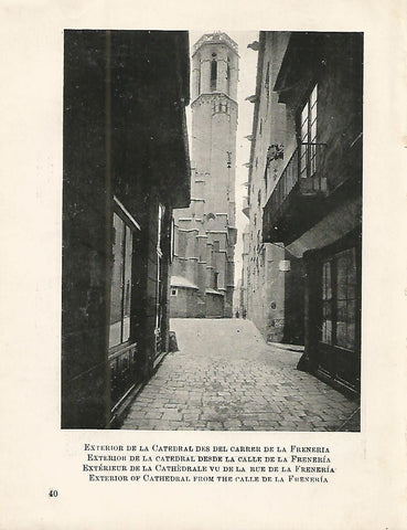 Lamina 1073: CATEDRAL DE BARCELONA. Exterior de la catedral desde la calle Freneria