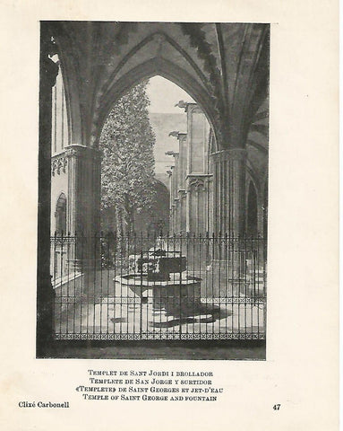 Lamina 1077: CATEDRAL DE BARCELONA. Templete de San Jorge y surtidor