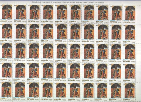 Hoja 50 sellos de correos de 18 pesetas : Dali: Poesia de America