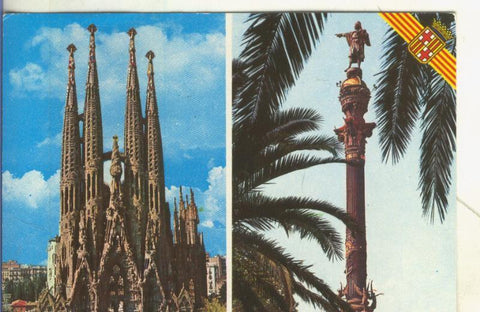 Postal 5024 : Vistas Sagrada Familia y Colon en Barcelona