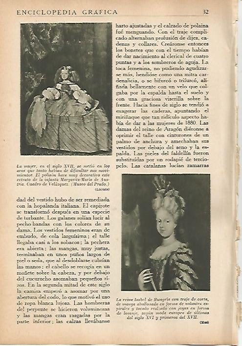 LAMINA 5419: La infanta Margarita Maria de Austria por Velazquez y la reina Isabel de Hungria