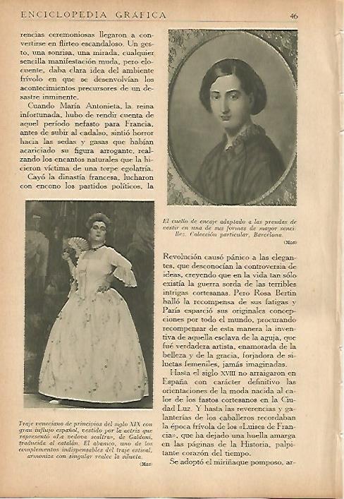 LAMINA 5426: Traje veneciano y cuello de encaje