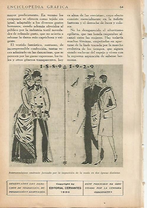 LAMINA 5435: Moda de 1889 y 1929