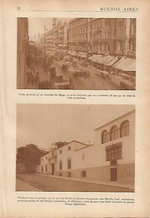 LAMINA 5525: Avenida de Mayo y casas de estilo colonial en Buenos Aires