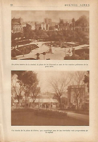 LAMINA 5529: Plaza de la Libertad y Plaza de las Flores en Buenos Aires