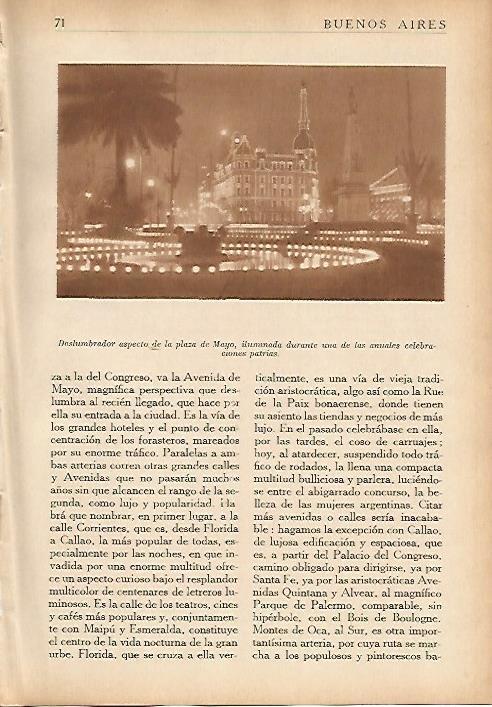 LAMINA 5535: Vista nocturna de la Plaza de Mayo de Buenos Aires