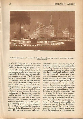 LAMINA 5535: Vista nocturna de la Plaza de Mayo de Buenos Aires