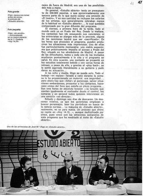 LAMINA 4836:  Jose Maria Iñigo en Estudio Abierto