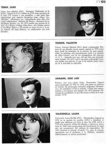 LAMINA 4874: Juan Tebar Valentin Tornos Jose L. Uribari Laura Valenzuela