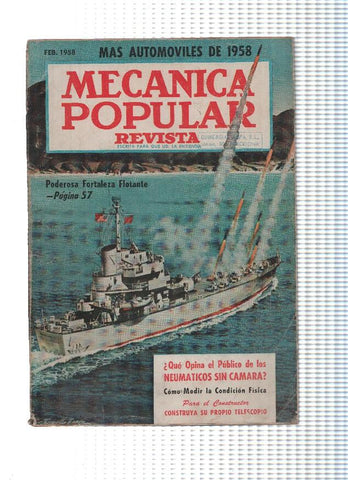 Mecanica Popular: febrero 1958: Poderosa fortaleza flotante