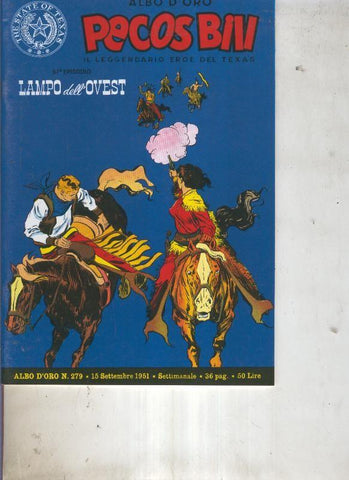 Pecos Bill numero 279 Lampo dell Ovest
