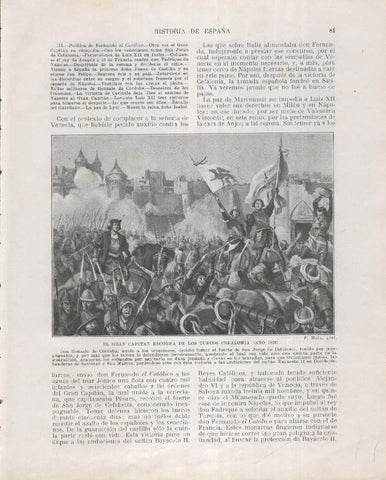 Historia de España lamina 094: El Gran Capitan recobra Cefalonia de los turcos (1500)