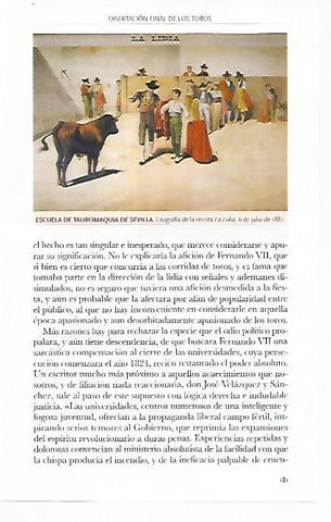 LAMINA COSSIO 50315: Escuela de Tauromaquia de Sevilla de la revista La Lidia 6 julio 1887