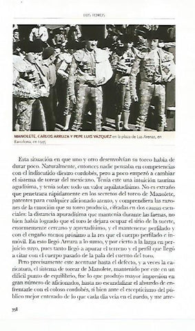 LAMINA COSSIO 50390: Manolete Carlos Arruza y Pepe Luis Vazquez en las Arenas de Barcelona 1945