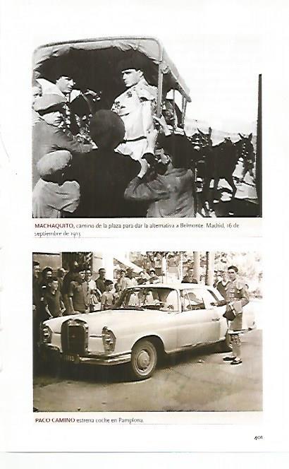 LAMINA COSSIO 50409: Machaquito en Madrid en 1913 y Paco Camino en Pamplona