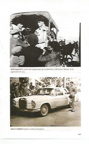 LAMINA COSSIO 50409: Machaquito en Madrid en 1913 y Paco Camino en Pamplona