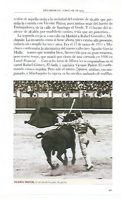 LAMINA COSSIO 50430: Vicente Pastor en un pase de pecho