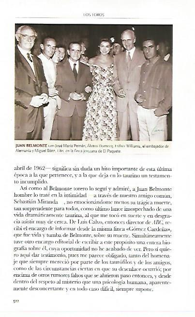 LAMINA COSSIO 50460: Juan Belmonte JM Peman Alvaro Domecq Esther Williams y El Litri
