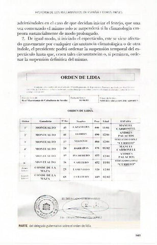 LAMINA COSSIO 50629: Parte del delegado gubernativo sobre el orden de lidia
