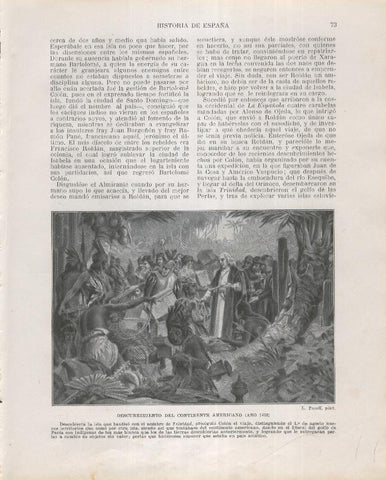 Historia de España lamina 091: Descubrimiento del Continente americano (1498)